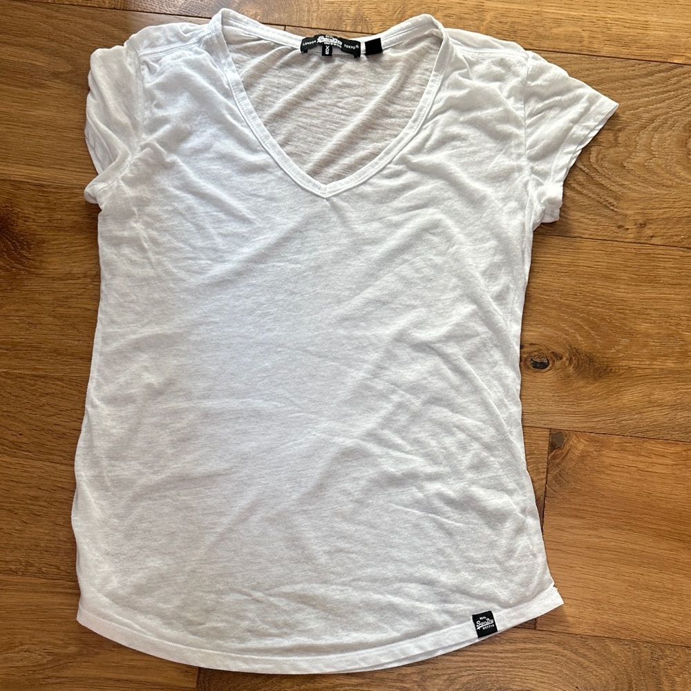 SuperDry White V-Neck Women's Top